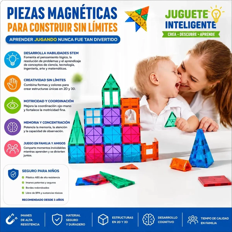 SET DE 32 BLOQUES MAGNE TICOS PARA CONSTRUCCION INFANTIL - 5