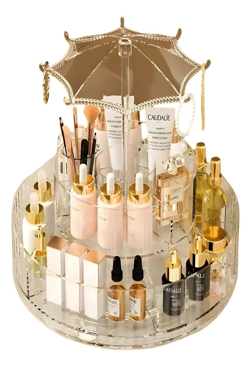 ORGANIZADOR GIRATORIO 360 PARA MAQUILLAJE CON 10 COMPARTIMENTOS - 1