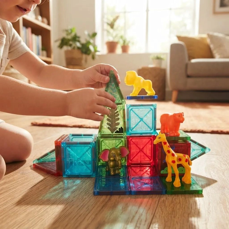JUEGOS DE BLOQUES MAGNE TICOS DE ANIMALES 23 PIEZAS MULTICOLOR - 1