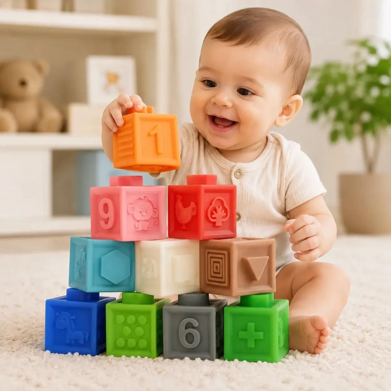 BLOQUES DE CONSTRUCCION SUAVES PARA BEBE S CON PATRONES - 1