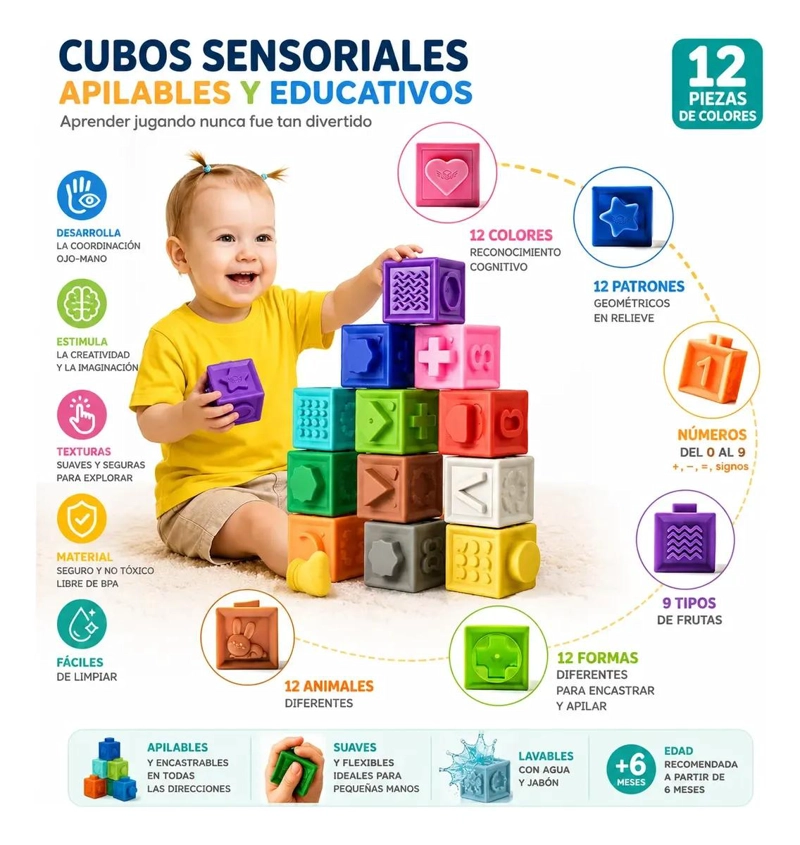 BLOQUES DE CONSTRUCCION SUAVES PARA BEBE S CON PATRONES - 2