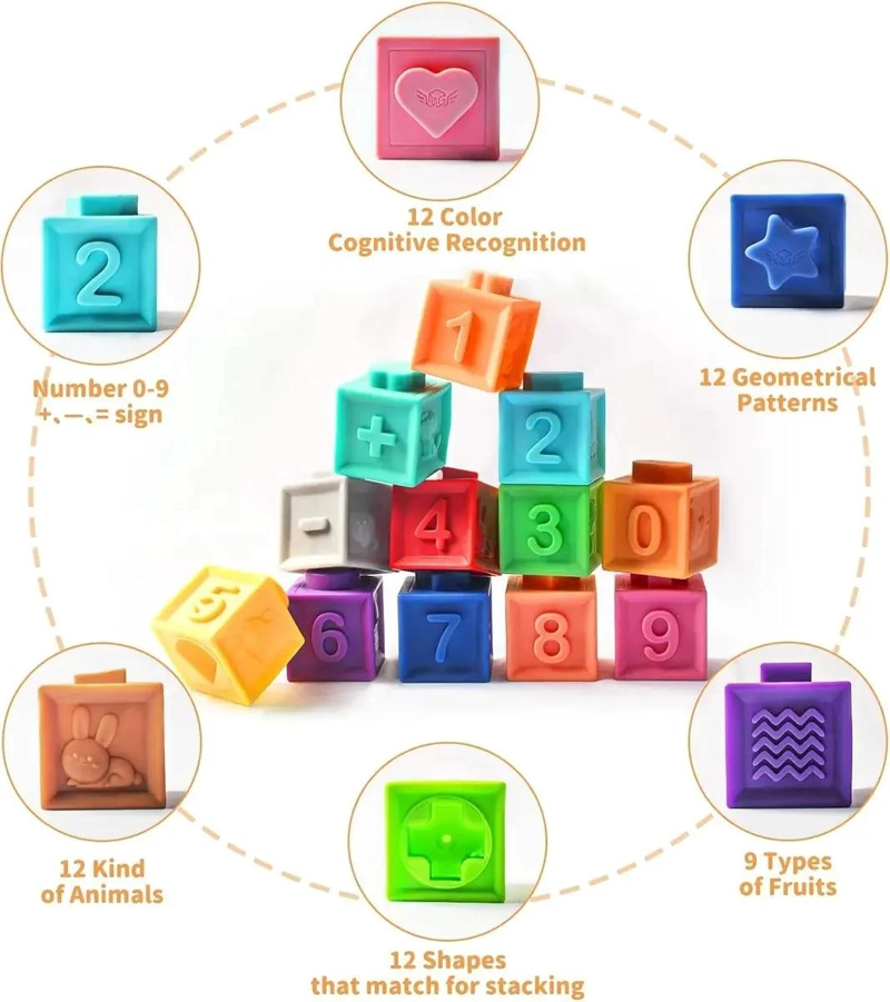 BLOQUES DE CONSTRUCCION SUAVES PARA BEBE S CON PATRONES - 5