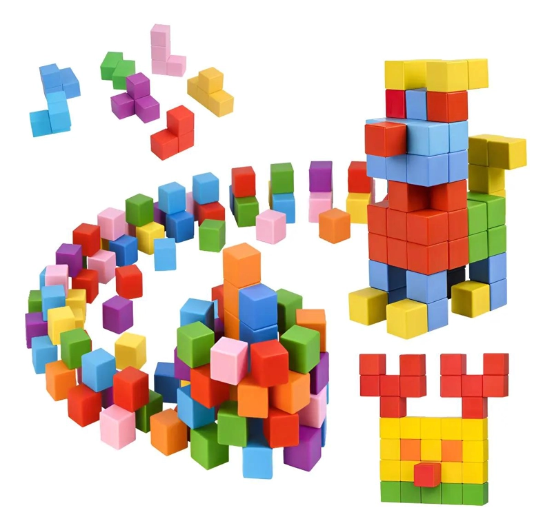 CUBOS MAGNE TICOS 100 PCS BLOQUES DE CONSTRUCCION 2CM COLORES VARIADOS - 1