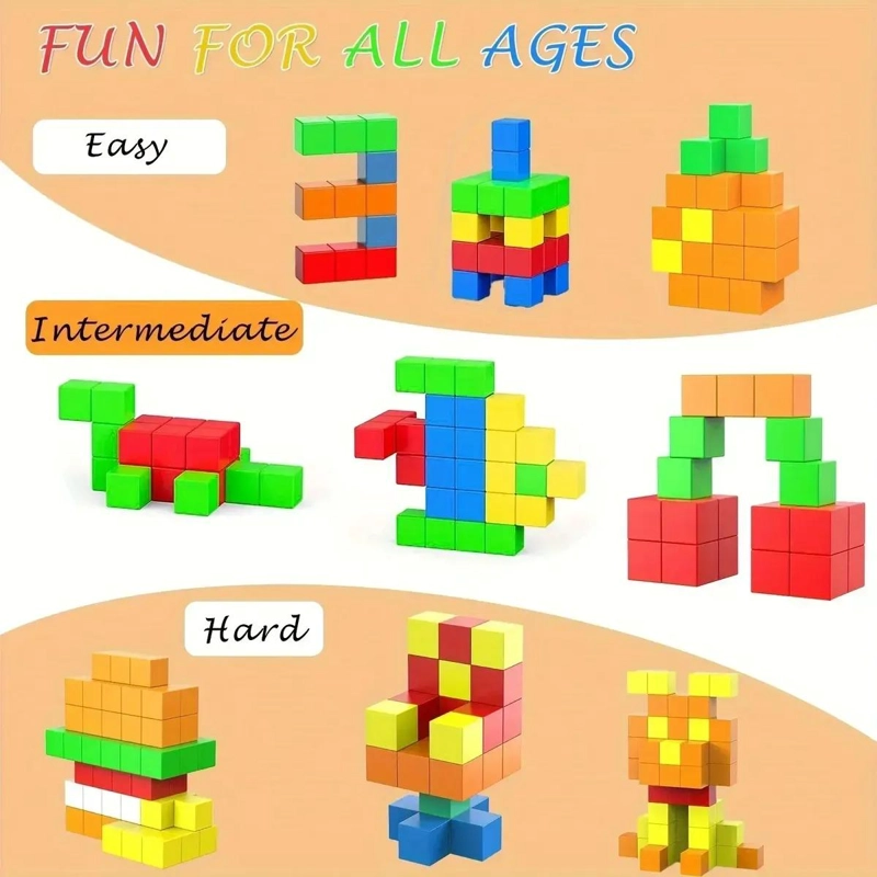 CUBOS MAGNE TICOS 100 PCS BLOQUES DE CONSTRUCCION 2CM COLORES VARIADOS - 5