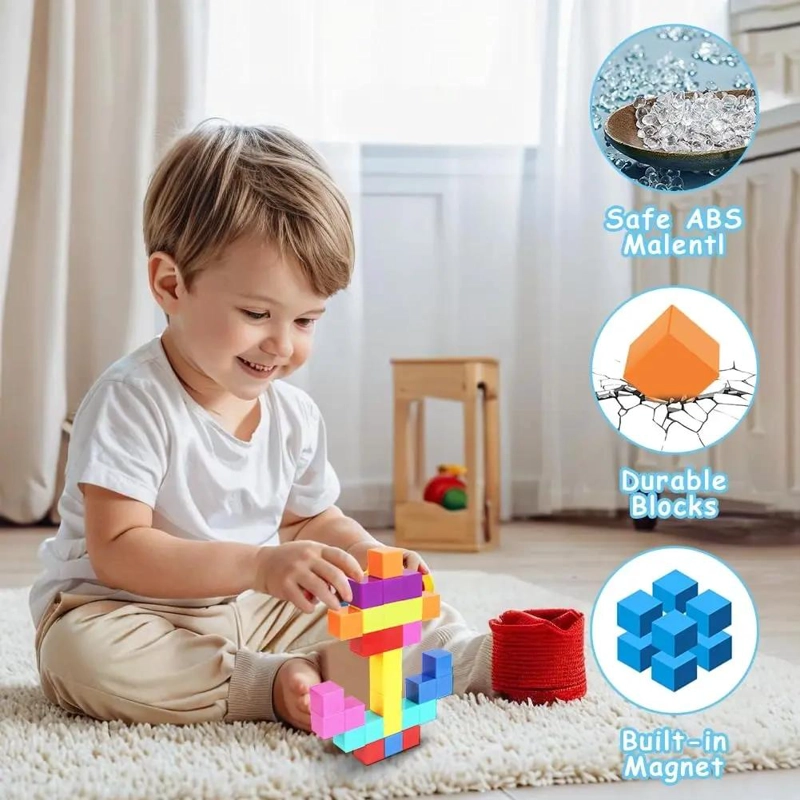 CUBOS MAGNE TICOS 100 PCS BLOQUES DE CONSTRUCCION 2CM COLORES VARIADOS - 6