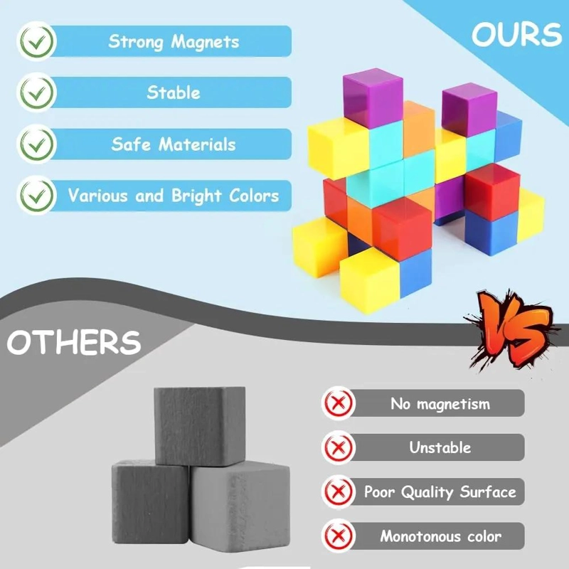 CUBOS MAGNE TICOS 100 PCS BLOQUES DE CONSTRUCCION 2CM COLORES VARIADOS - 9