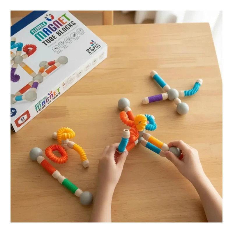 BLOQUES MAGNE TICOS FLEXIBLES DE TUBO PARA NIÑOS 25 PIEZAS - 6