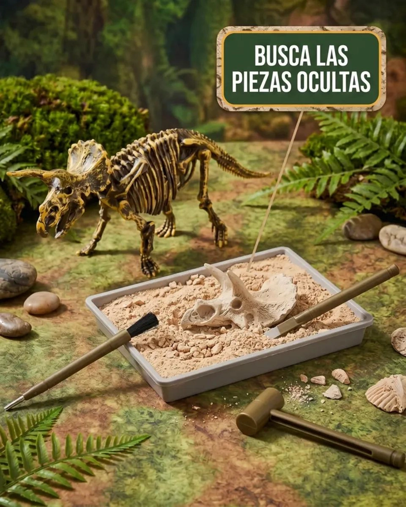 KIT DE EXCAVACION DE DINOSAURIO TRICERATOPS 3D PARA ARMAR - 1