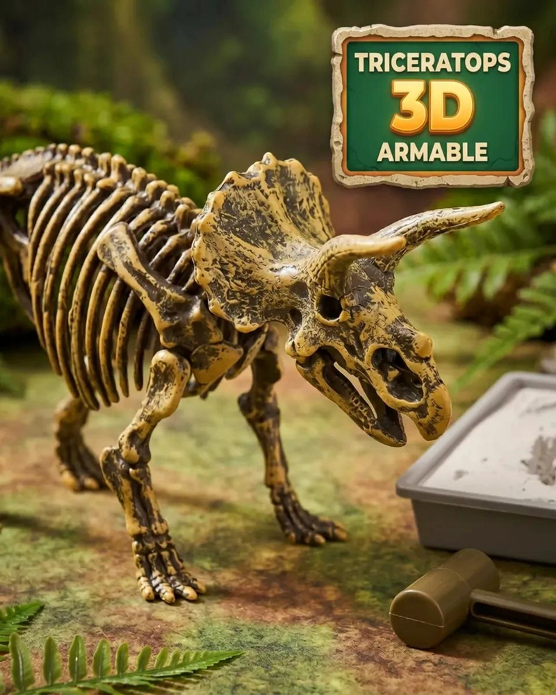 KIT DE EXCAVACION DE DINOSAURIO TRICERATOPS 3D PARA ARMAR - 2