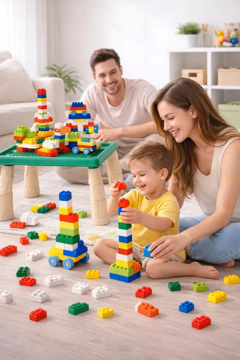 JUEGO DE BLOQUES DE CONSTRUCCION 100 PIEZAS CON MESA CREATIVA - 2