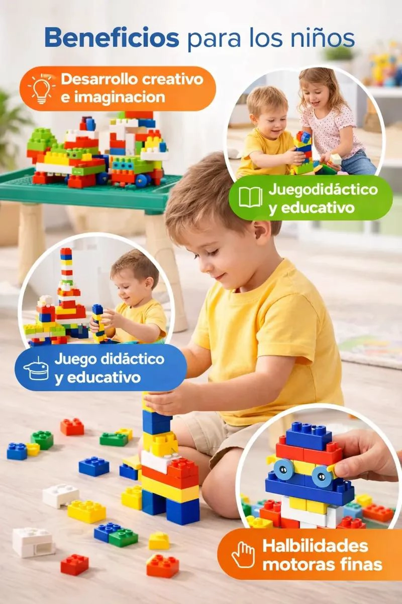 JUEGO DE BLOQUES DE CONSTRUCCION 100 PIEZAS CON MESA CREATIVA - 9