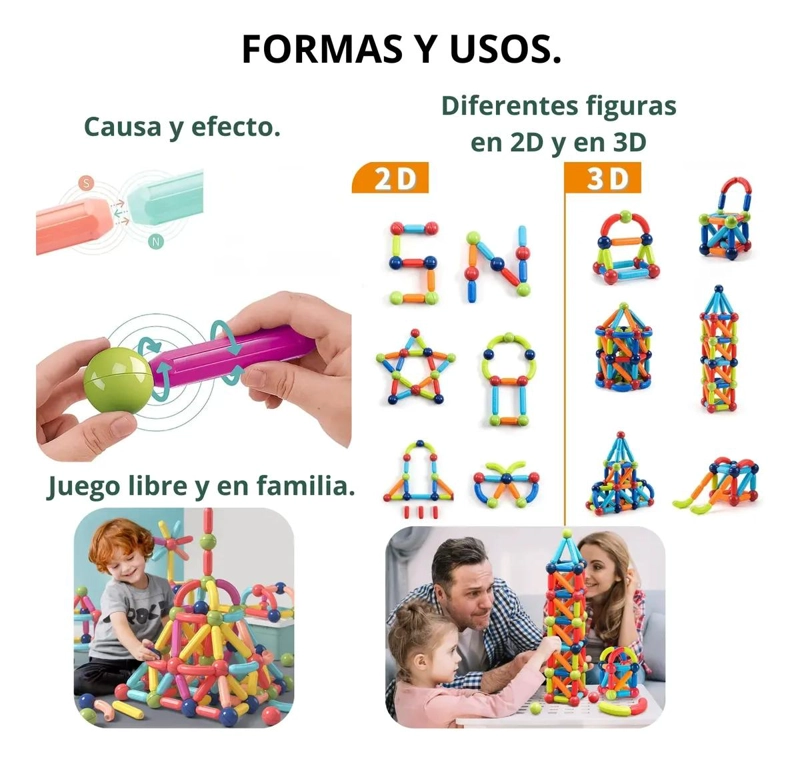 JUEGO DE CONSTRUCCION MAGNE TICO 36 PIEZAS PARA NIÑOS - 6
