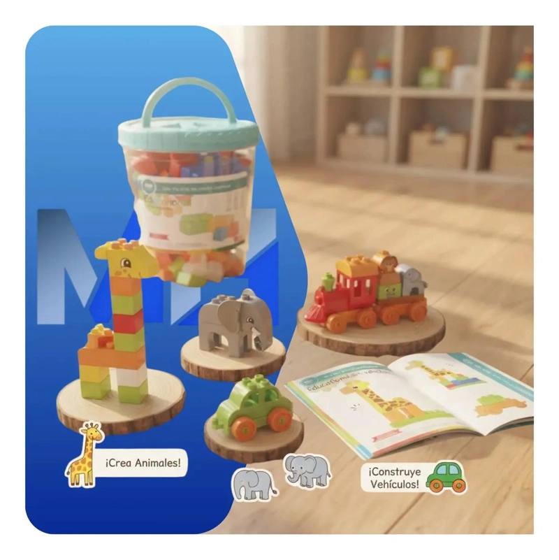 BLOQUES DE CONSTRUCCION INFANTIL EN BALDE PARA ESTIMULAR CREATIVIDAD - 3