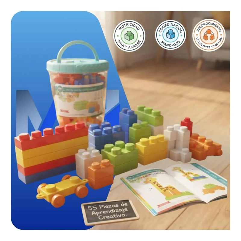 BLOQUES DE CONSTRUCCION INFANTIL EN BALDE PARA ESTIMULAR CREATIVIDAD - 4