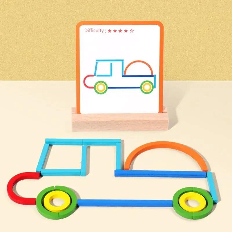 JUEGO EDUCATIVO DE MADERA CON PALITOS Y ANILLOS PARA NIÑOS - 1