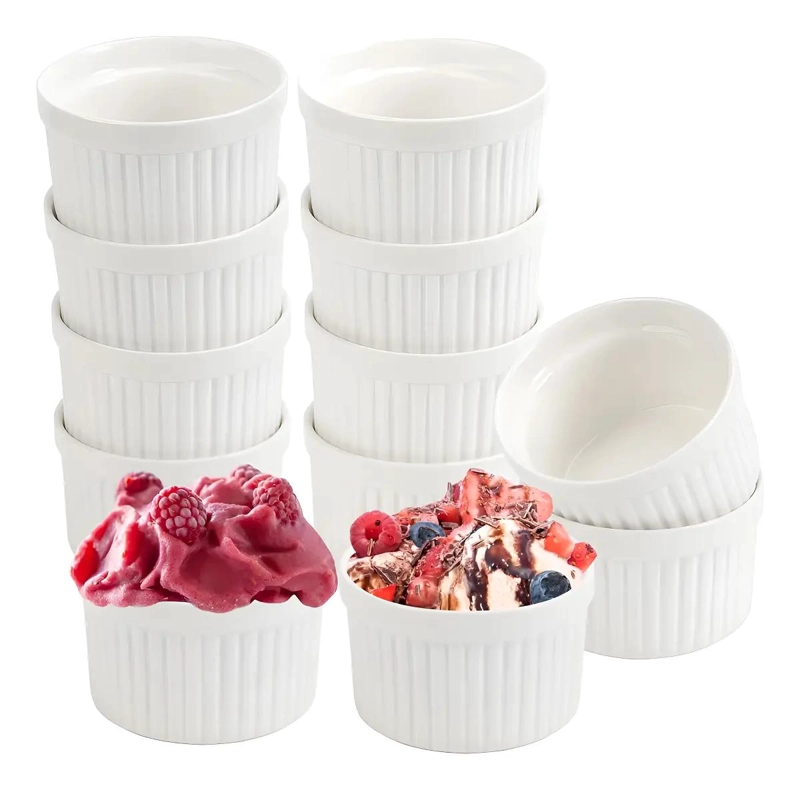 PACK DE 12 POCILLOS DE CERAMICA PARA HORNO Y MICROONDAS - 1