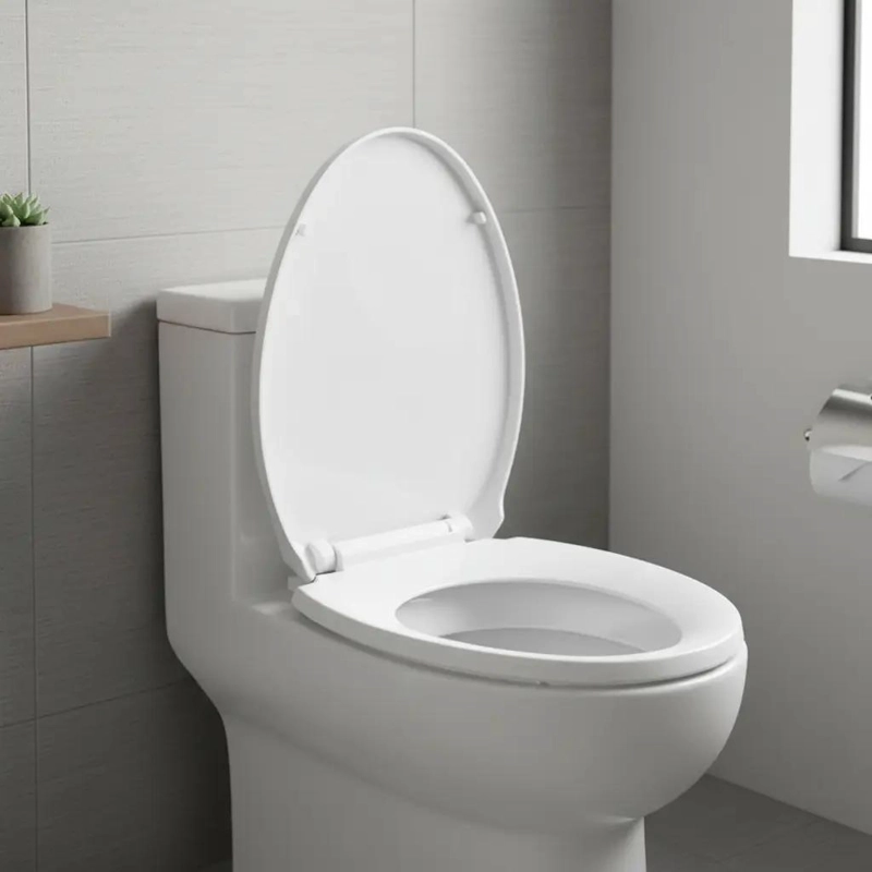 TAPA DE WC REDONDA CON BISAGRA AJUSTABLE Y MATERIAL PLASTICO - 2