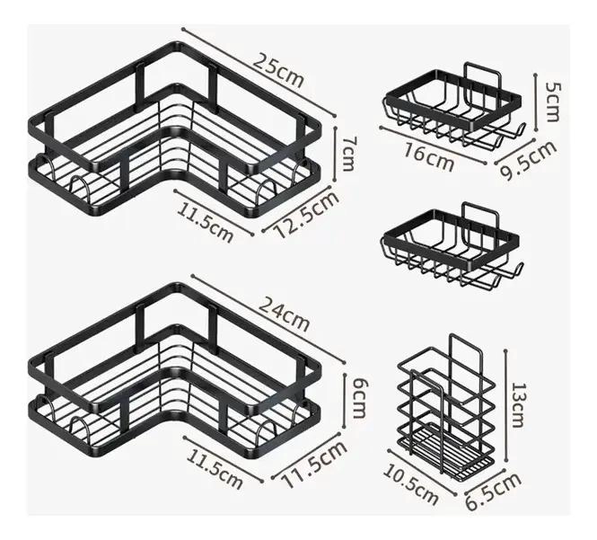 SET DE ORGANIZADORES DE DUCHA CON 5 PIEZAS PARA BAÑO - 2
