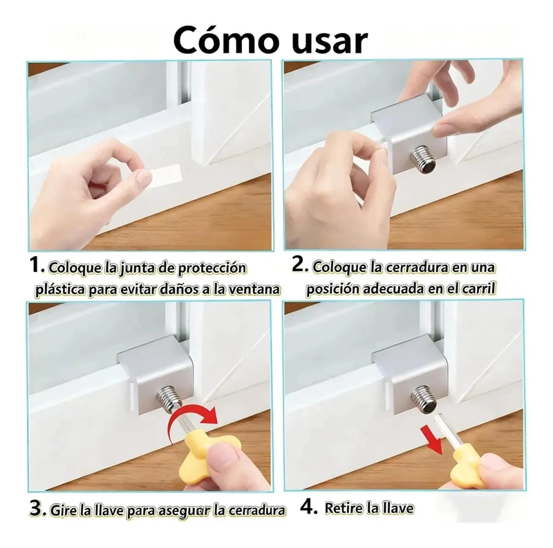 LIMITADOR DE VENTANA DE ALUMINIO PARA SEGURIDAD INFANTIL 10 PIEZAS - 5