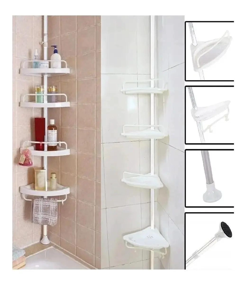 ORGANIZADOR ESQUINERO DE DUCHA Y BAÑO CON 4 REPISAS AJUSTABLES - 1