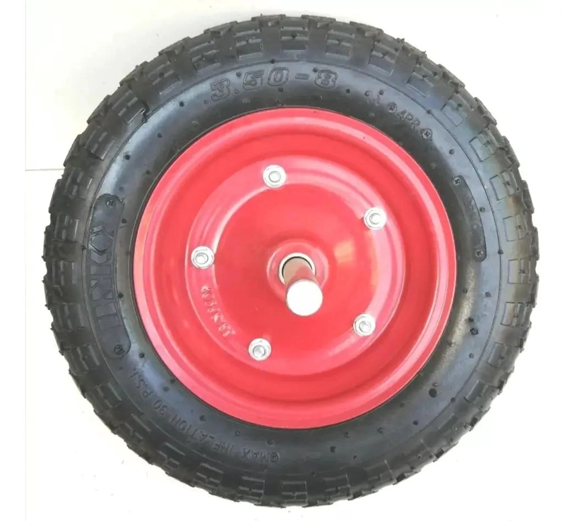 RUEDA NEUMATICA PARA CARRETILLA 350X8 CON EJE DE FIERRO - 1