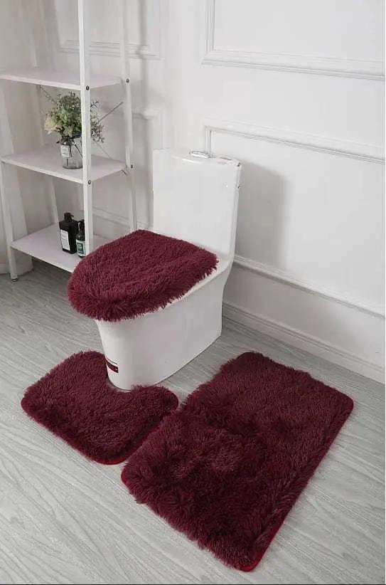 SET DE ACCESORIOS PARA BAÑO EN 3 PIEZAS CON ALFOMBRA - 1