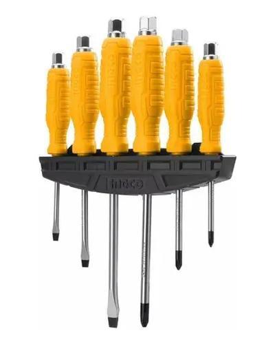 JUEGO DE 6 DESTORNILLADORES PASANTES CON MANGO ERGONOMICO - 2