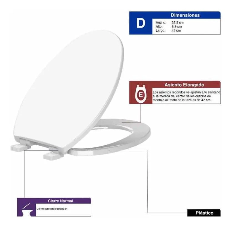 ASIENTO DE BAÑO ELONGADO CON DISEÑO MODERNO Y ERGONOMIA - 3