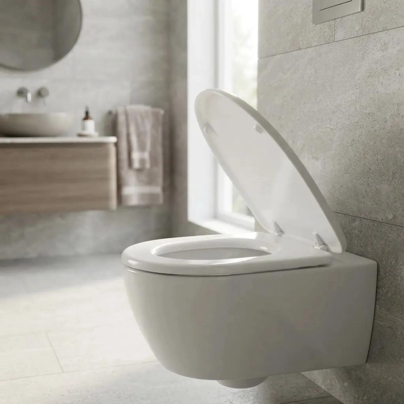TAPA DE ASIENTO DE INODORO UNIVERSAL COLOR BLANCO - 7