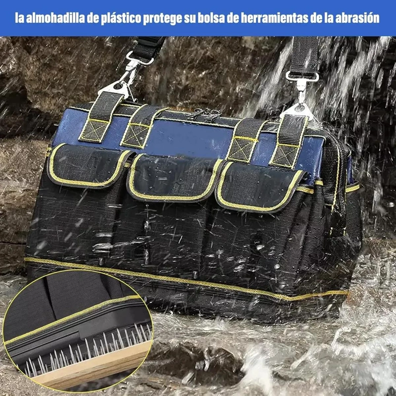 MOCHILA DE HERRAMIENTAS CON FONDO PLASTICO Y GRAN CAPACIDAD - 3