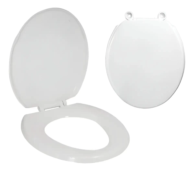 TAPA DE ASIENTO WC DE MADERA BLANCA OVALADA 42X36 CM - 1