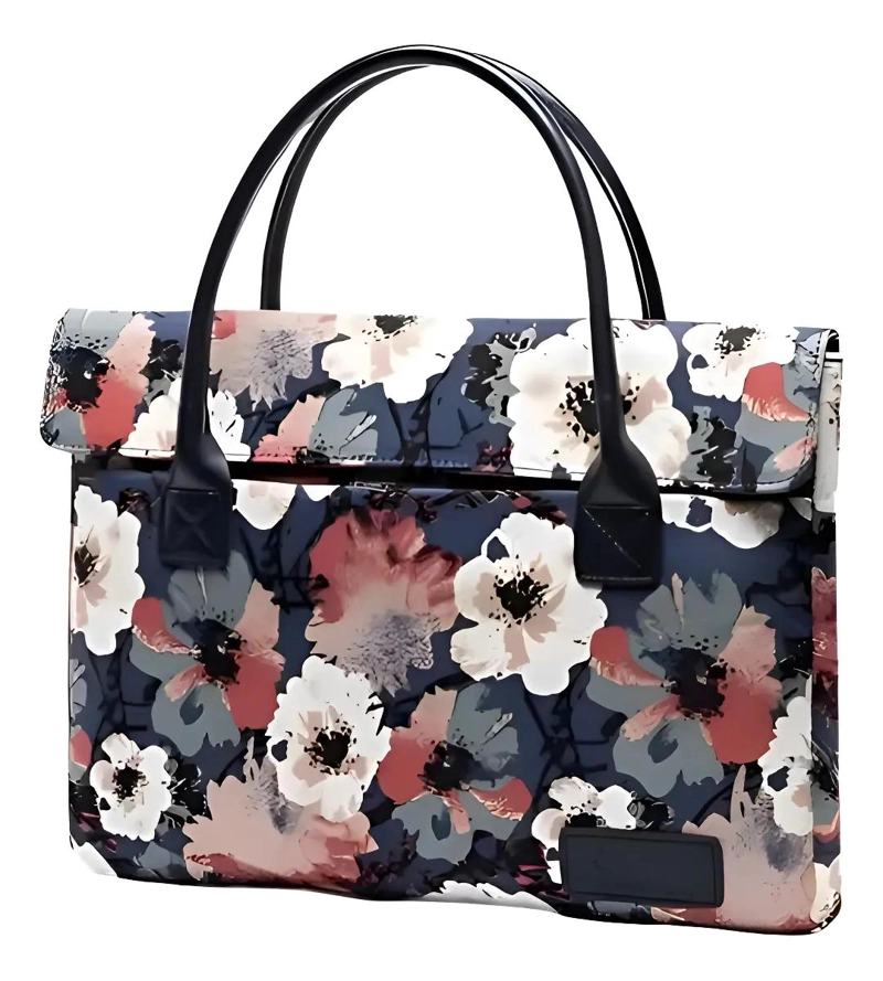 CARTERA EJECUTIVA FLORAL PARA NOTEBOOK DAMA COLOR AZUL - 1