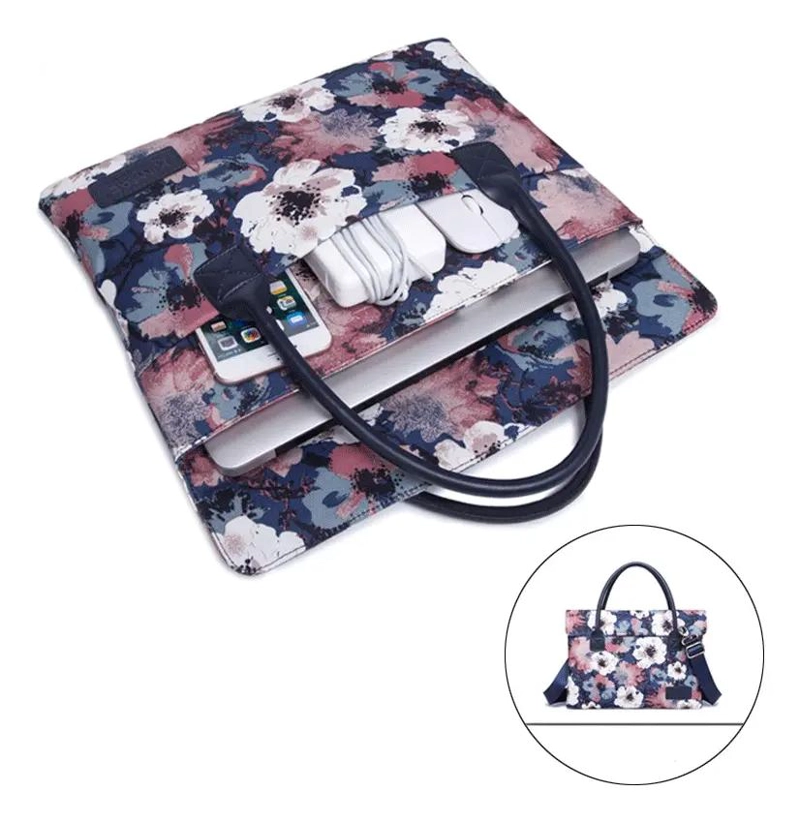 CARTERA EJECUTIVA FLORAL PARA NOTEBOOK DAMA COLOR AZUL - 5