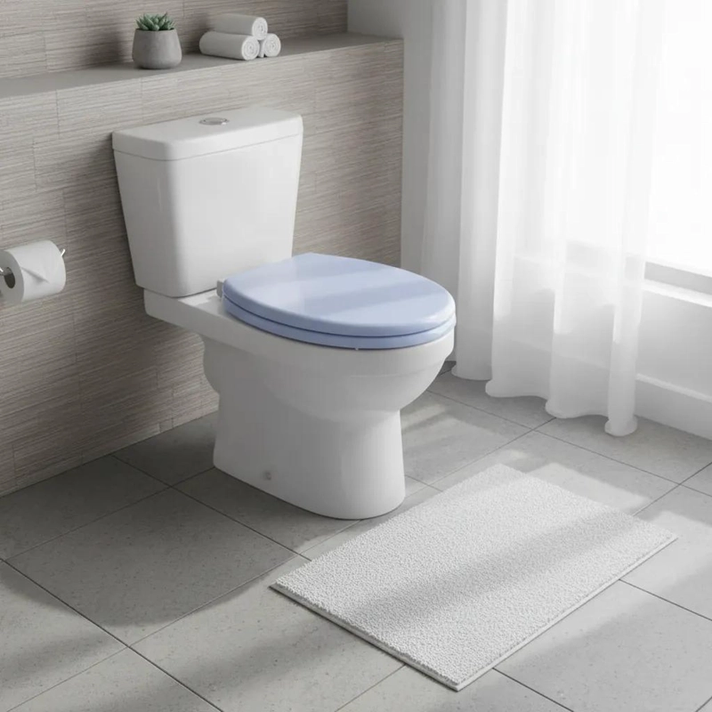 TAPA DE ASIENTO DE WC DE MADERA BLANCA 42X36 CM - 1