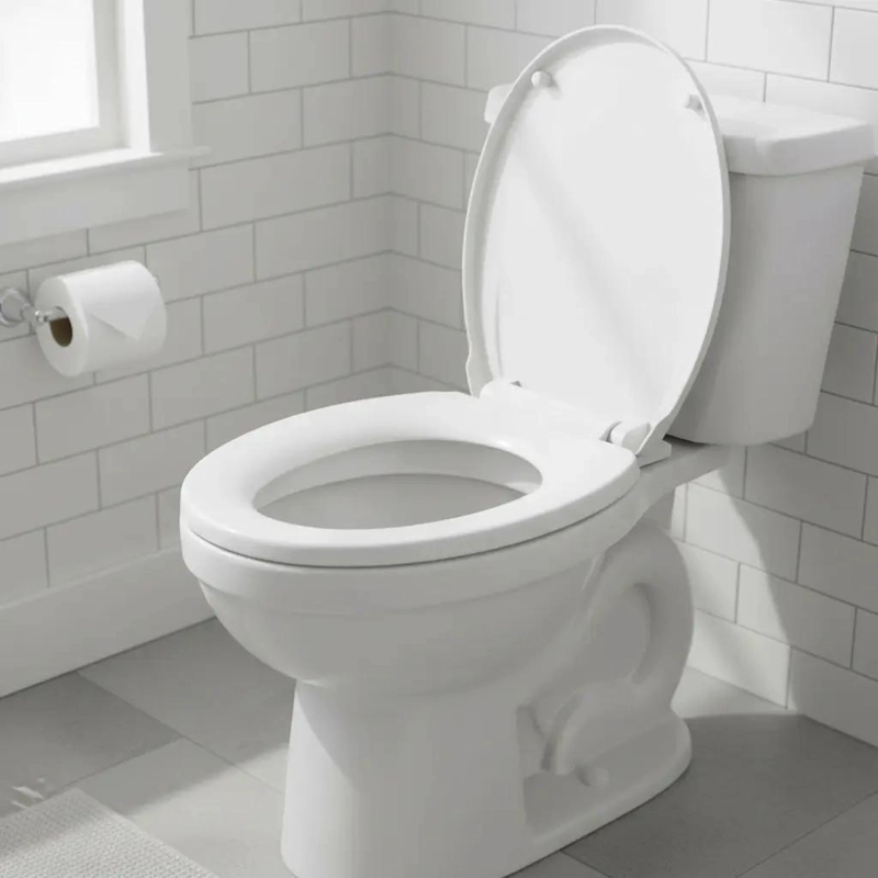 ASIENTO DE WC REDONDO PLASTICO LISO CON CIERRE SUAVE - 1