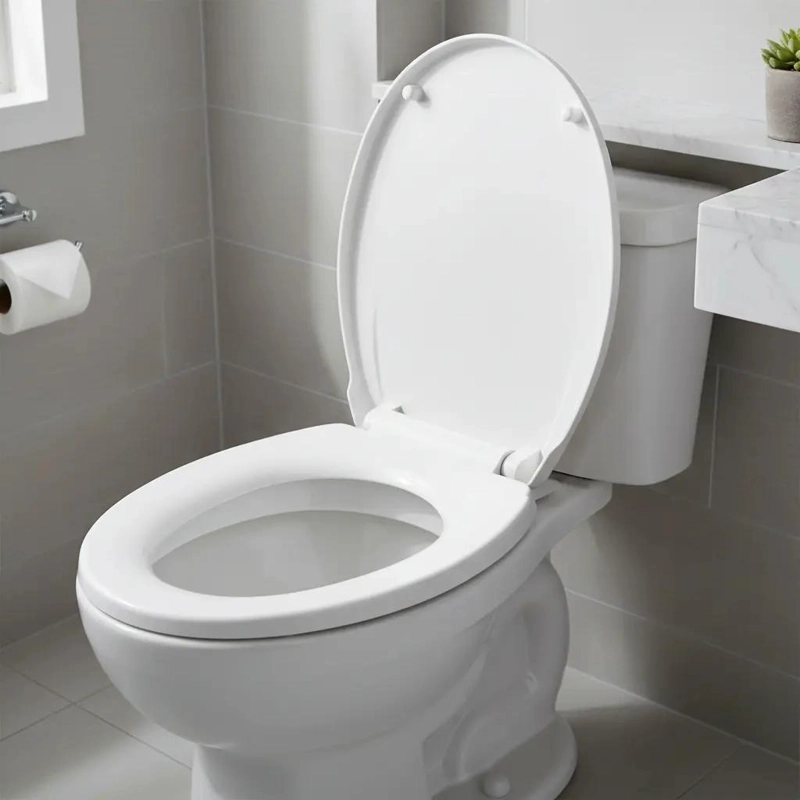 ASIENTO DE WC REDONDO PLASTICO LISO CON CIERRE SUAVE - 5