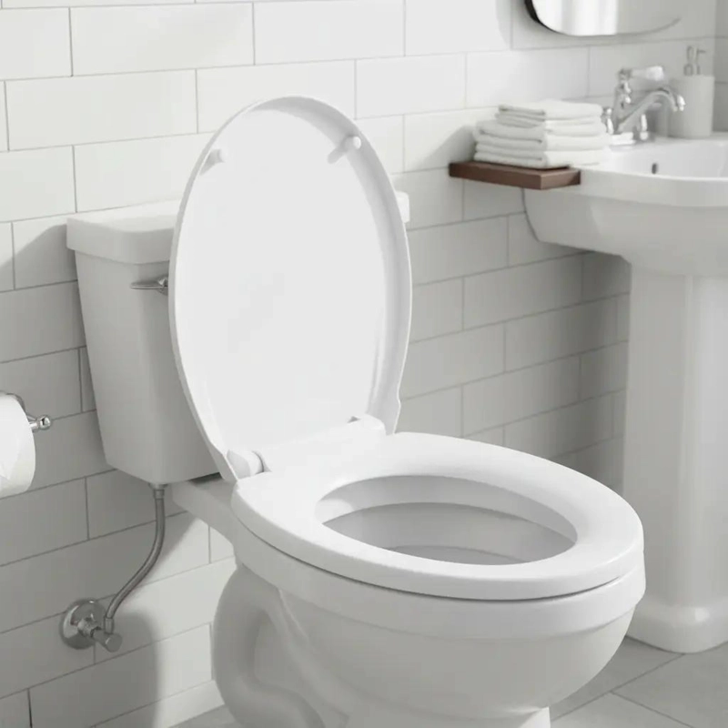 ASIENTO DE WC REDONDO PLASTICO LISO CON CIERRE SUAVE - 6