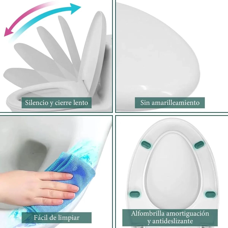 ASIENTO Y TAPA CIERRE SUAVE PARA BAÑO UNIVERSAL BLANCO - 2