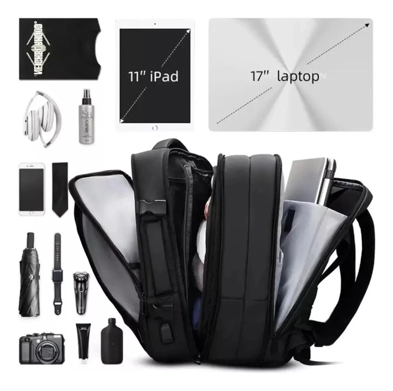 MOCHILA IMPERMEABLE ANTIRROBO EXPANSIBLE CON USB - 6