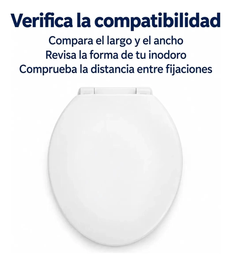 ASIENTO Y TAPA OVALADA PARA INODORO 40CM X 36.5CM COLOR BLANCO - 3