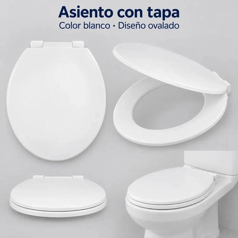 ASIENTO Y TAPA OVALADA PARA INODORO 40CM X 36.5CM COLOR BLANCO - 4