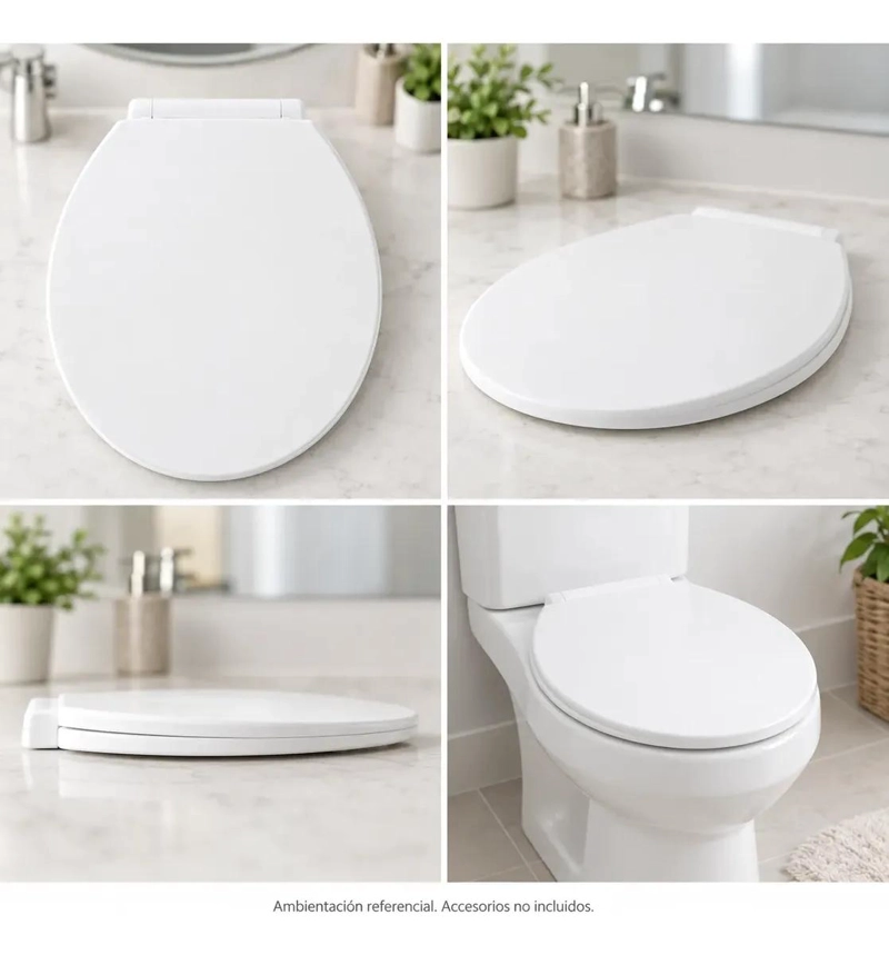 ASIENTO Y TAPA OVALADA PARA INODORO 40CM X 36.5CM COLOR BLANCO - 5
