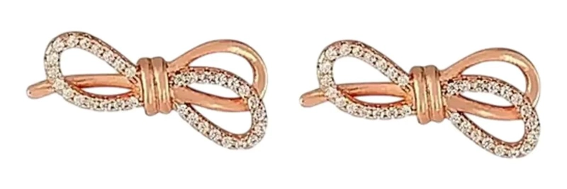 AROS LAZO ELEGANTES EN ORO ROSA 18KT CON CRISTALES BRILLANTES - 1