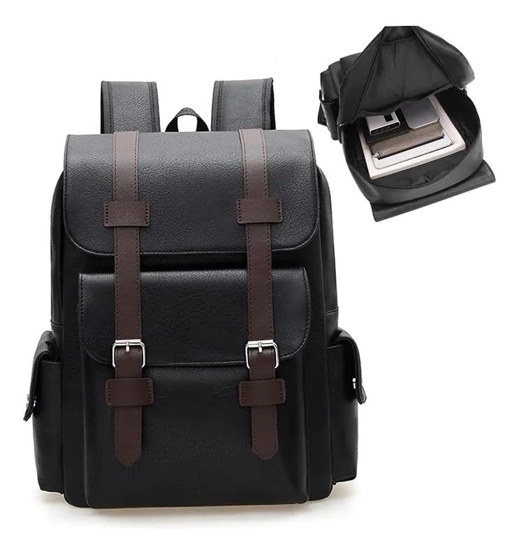 MOCHILA DE CUERO IMPERMEABLE PARA NOTEBOOK Y VIAJES - 1