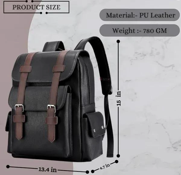 MOCHILA DE CUERO IMPERMEABLE PARA NOTEBOOK Y VIAJES - 2