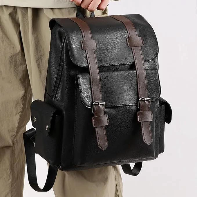 MOCHILA DE CUERO IMPERMEABLE PARA NOTEBOOK Y VIAJES - 4