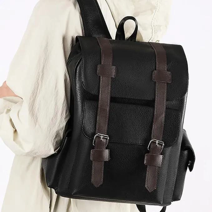 MOCHILA DE CUERO IMPERMEABLE PARA NOTEBOOK Y VIAJES - 5