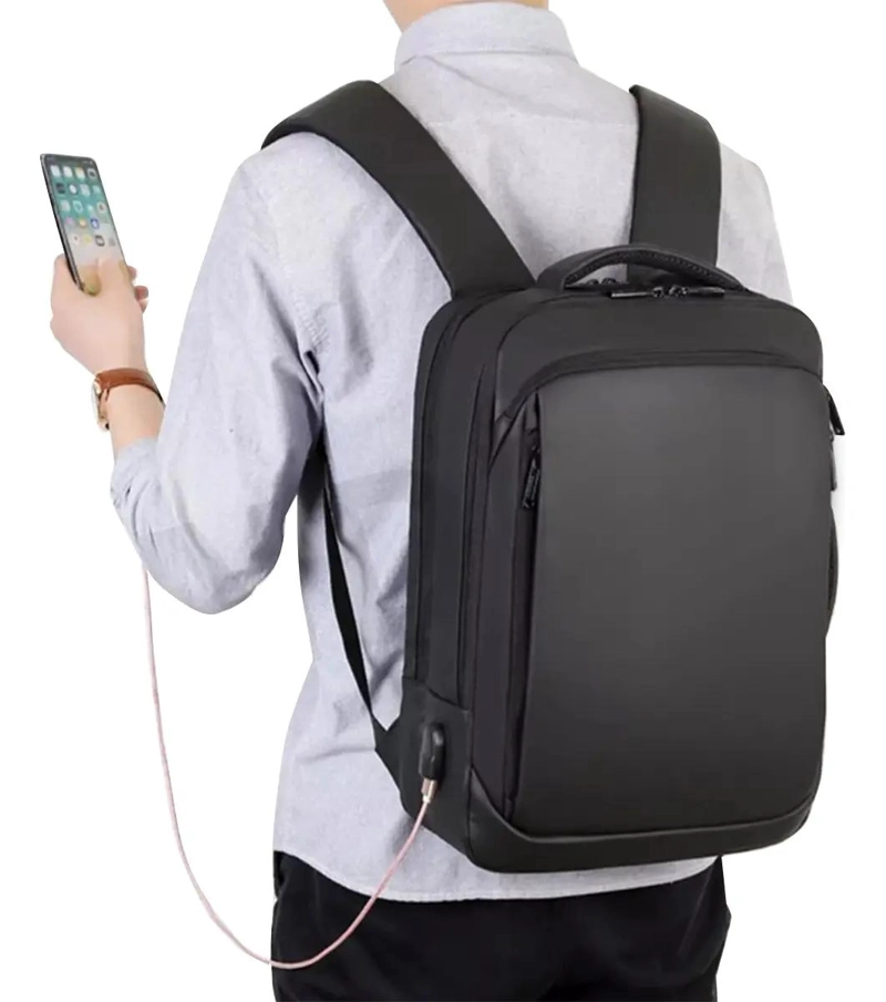 MOCHILA ANTIRROBO IMPERMEABLE PARA NOTEBOOK CON PUERTO USB - 2