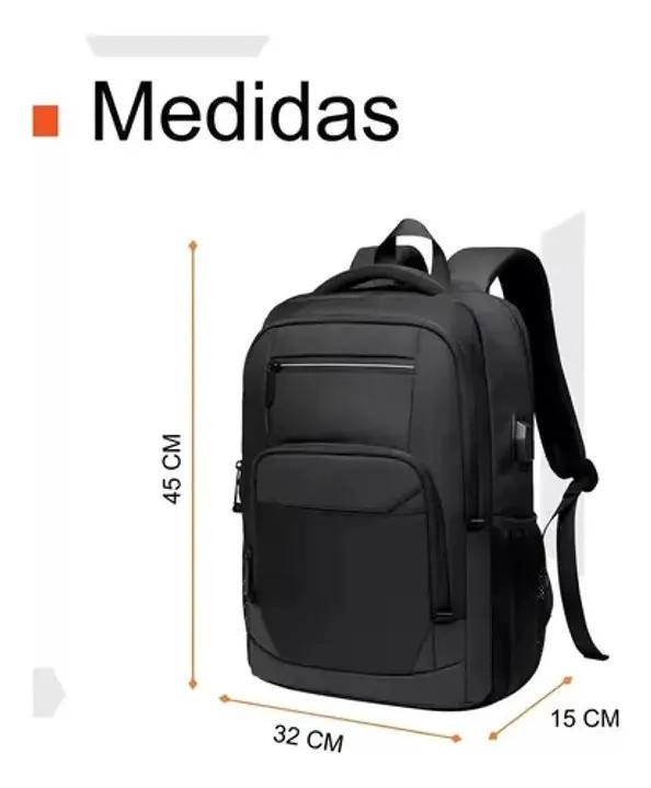 MOCHILA IMPERMEABLE ANTIRROBO CON CARGADOR USB Y COMPARTIMENTOS - 3