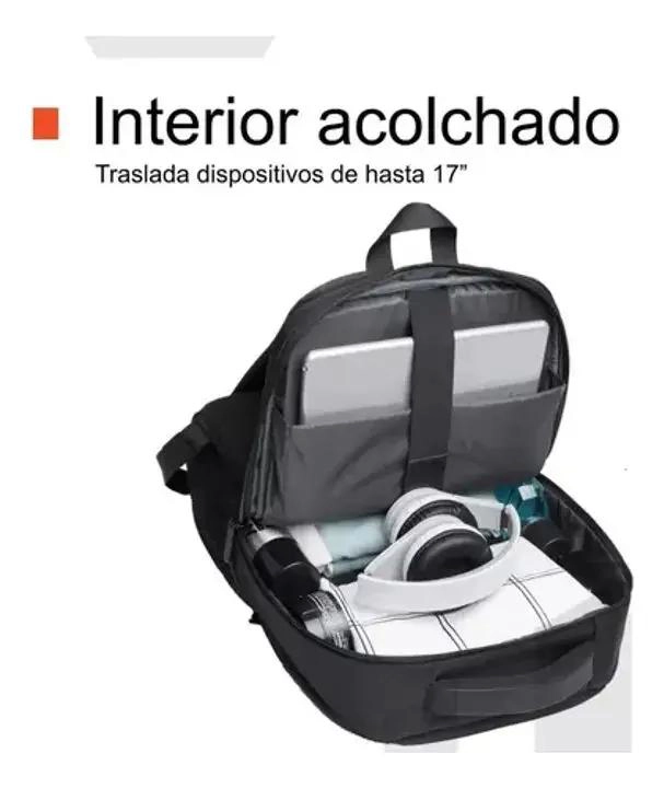 MOCHILA IMPERMEABLE ANTIRROBO CON CARGADOR USB Y COMPARTIMENTOS - 5